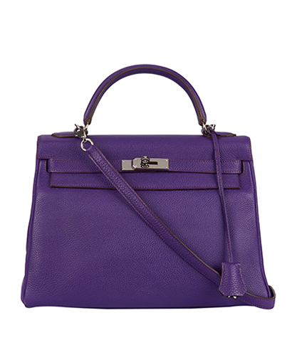 Kelly 32 Togo Leather in Iris, front view
